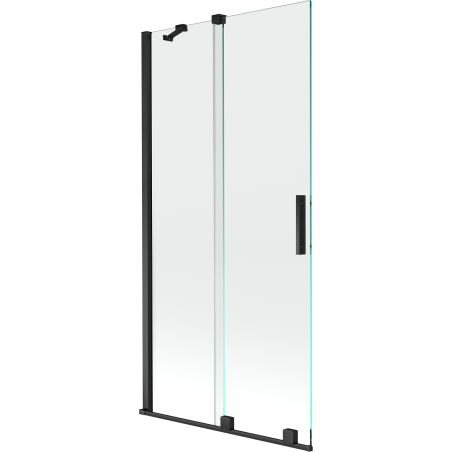 Mexen Velar dvojkrídlový posuvný vaňový paraván 95 x 150 cm, transparentný, čierny - 896-095-000-01-70