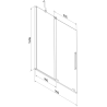 Mexen Velar dvojkrídlový posuvný vaňový paraván 95 x 150 cm, transparentný, čierny - 896-095-000-01-70