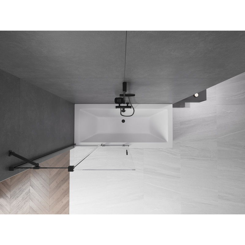 Mexen Velar sprchová zástena dvojkrídlová posuvná 100 x 150 cm, transparentná, čierna - 896-100-000-01-70