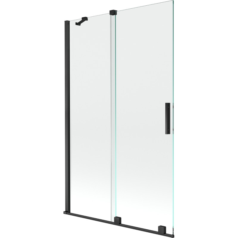 Mexen Velar 2-krídlový zasúvací vaňový paraván 110 x 150 cm, transparentný, čierny - 896-110-000-01-70