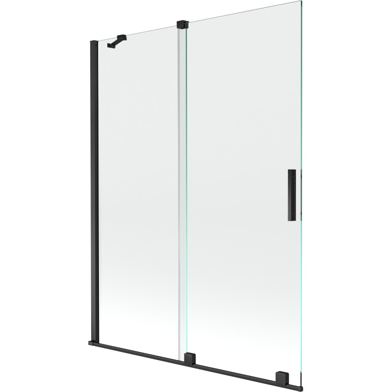 Mexen Velar rozťahovacia dvojkrídlová vaňová zástena 130 x 150 cm, transparentná, čierna - 896-130-000-01-70