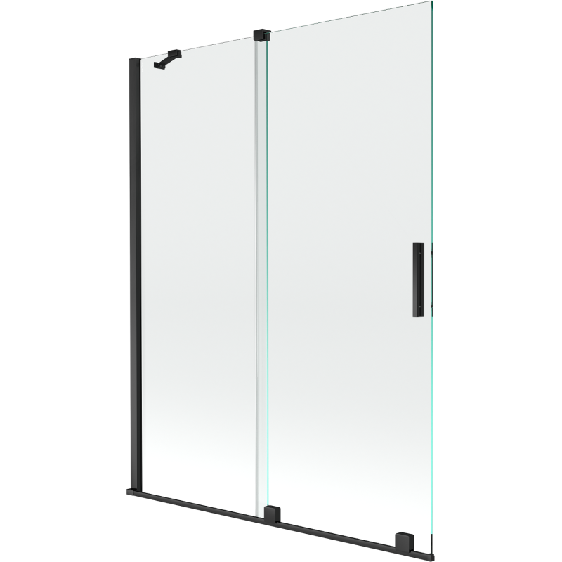 Mexen Velar sprchová zástenka 2-krídlová posuvná 130 x 150 cm, transparentná, čierna - 896-130-000-01-70