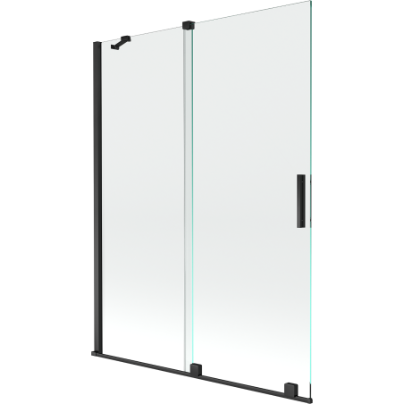 Mexen Velar dvojkrídlová rozťahovacia vaňová zástena 130 x 150 cm, transparentná, čierna - 896-130-000-01-70