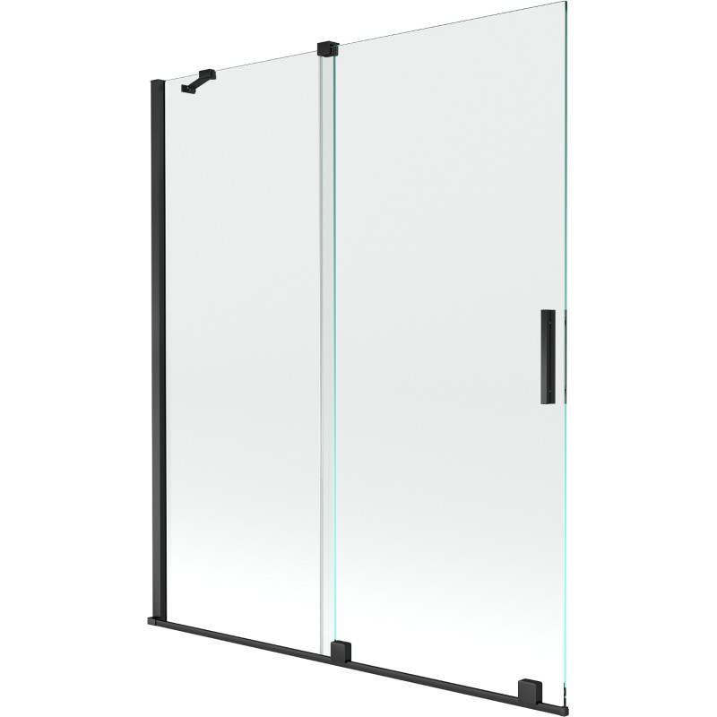 Mexen Velar dvojkrídlové posuvné vanové zásteny 140 x 150 cm, transparentné, čierne - 896-140-000-01-70