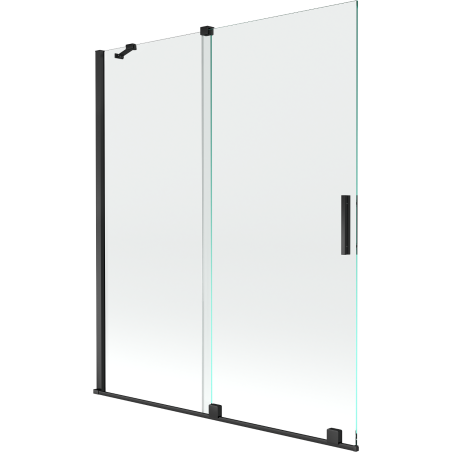 Mexen Velar rozťahovacia dvojkrídlová vaňová zástena 140 x 150 cm, transparentná, čierna - 896-140-000-01-70