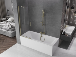 Mexen Velar sprchová zástená 2-krídlová posuvná 75 x 150 cm, transparentná, zlatá - 896-075-000-01-50