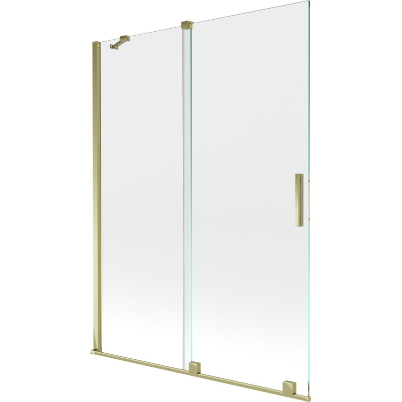 Mexen Velar dvojkrídlový zasúvací vaňový paraván 130 x 150 cm, priehľadný, zlatý - 896-130-000-01-50