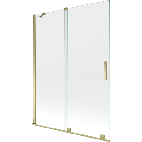 Mexen Velar dvojkrídlový zasúvací vaňový paraván 130 x 150 cm, priehľadný, zlatý - 896-130-000-01-50