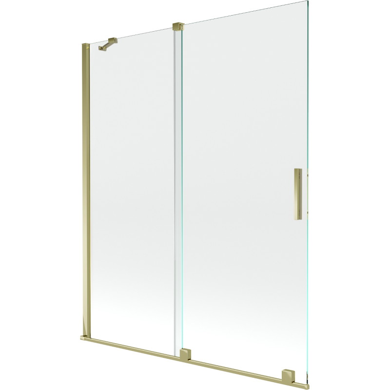 Mexen Velar dvojkrídlova zasúvacia vaňová zástená 140 x 150 cm, priehľadná, zlatá - 896-140-000-01-50