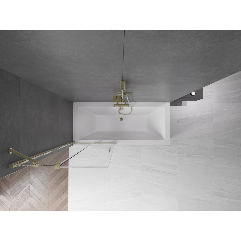 Mexen Velar sprchová zástenka dvojkrídlová posuvná 85 x 150 cm, transparentná, zlatá brúsená - 896-085-000-01-55