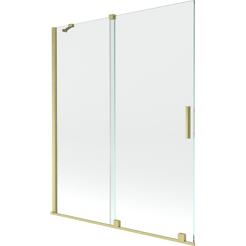 Mexen Velar dvojdielna posuvná vaňová zástena 140 x 150 cm, transparentná, zlatá kartáčovaná - 896-140-000-01-55