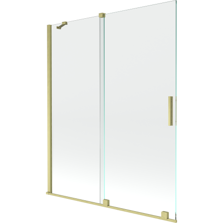 Mexen Velar dvojdielna posuvná vaňová zástena 140 x 150 cm, transparentná, zlatá kartáčovaná - 896-140-000-01-55