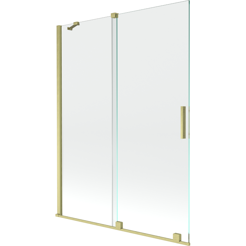 Mexen Velar sprchová stena 2-krídlová posuvná 130 x 150 cm, transparentná, zlatá kartáčovaná - 896-130-000-01-55