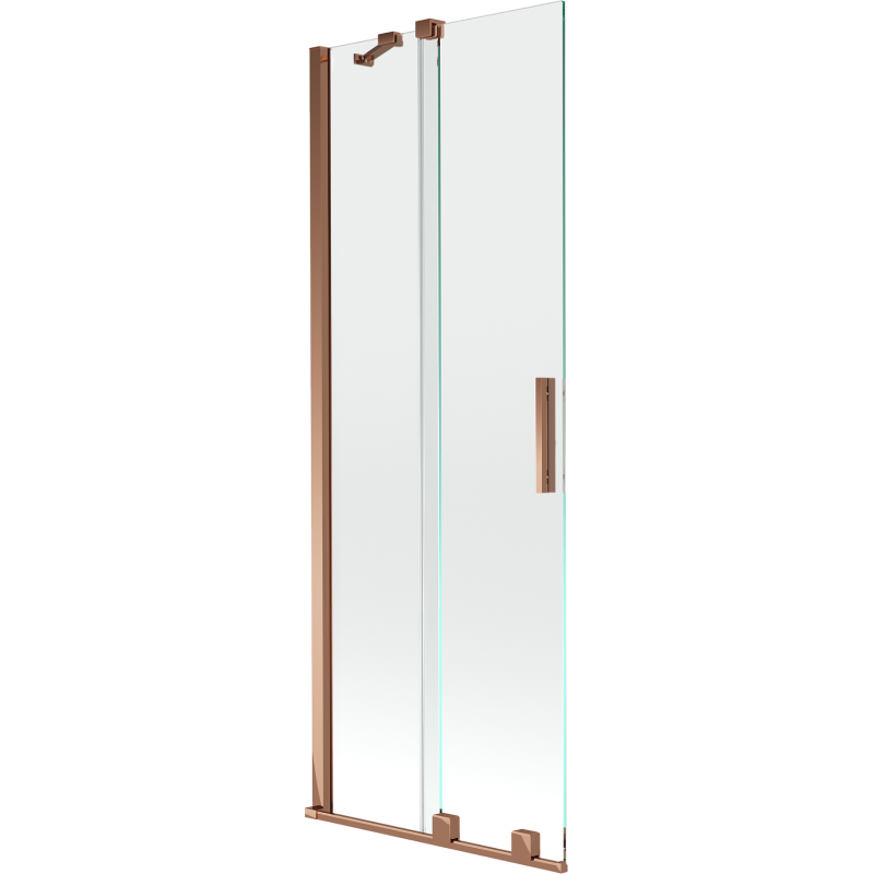 Mexen Velar vaňová zástena dvojkrídlová Posuvný 75 x 150 cm, Priehľadné, Zlatoružová - 896-075-000-01-60