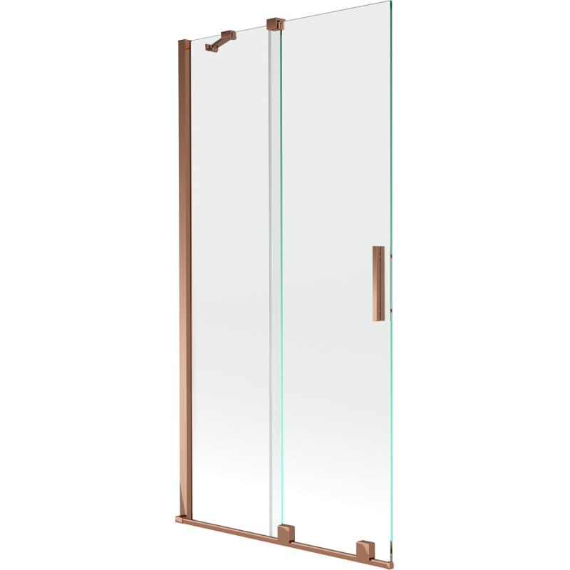 Mexen Velar vaňa zásteny 2-krídlové posuvné 95 x 150 cm, transparentné, ružové zlato - 896-095-000-01-60