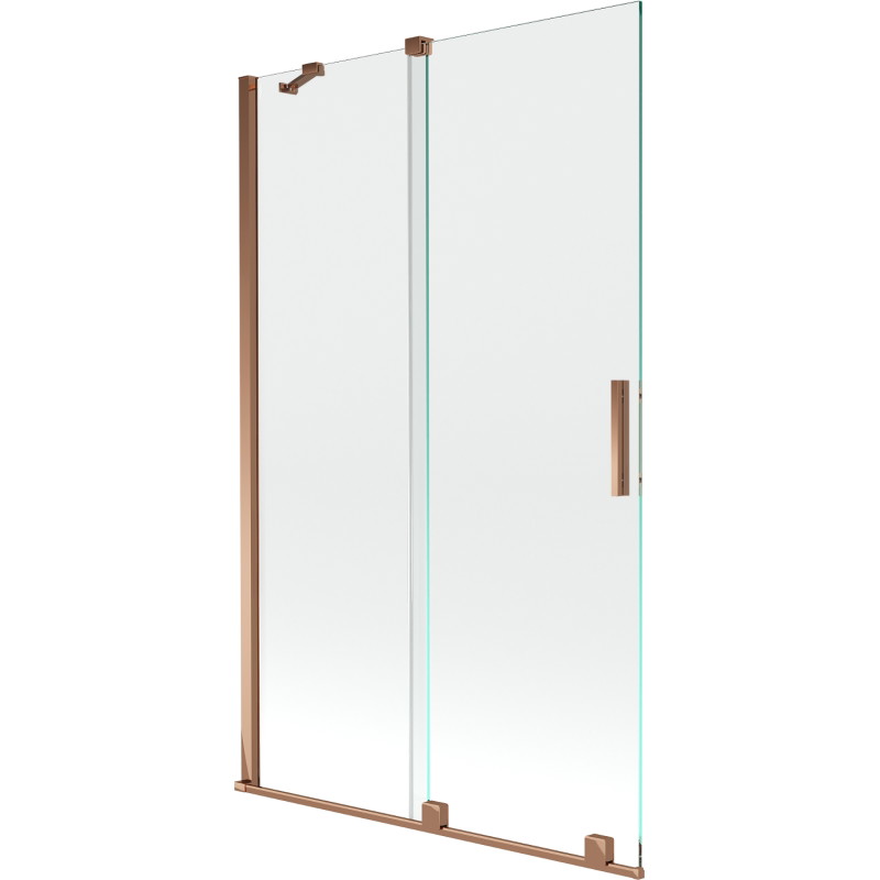 Mexen Velar posuvná dvojkrídlová vaňová zábrana 110 x 150 cm, transparentná, ružové zlato - 896-110-000-01-60