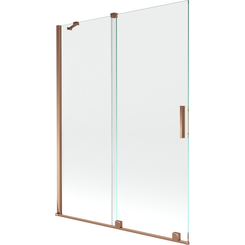 Mexen Velar vaňová zástena 2-krídlová posuvná 130 x 150 cm, transparentná, ružové zlato - 896-130-000-01-60