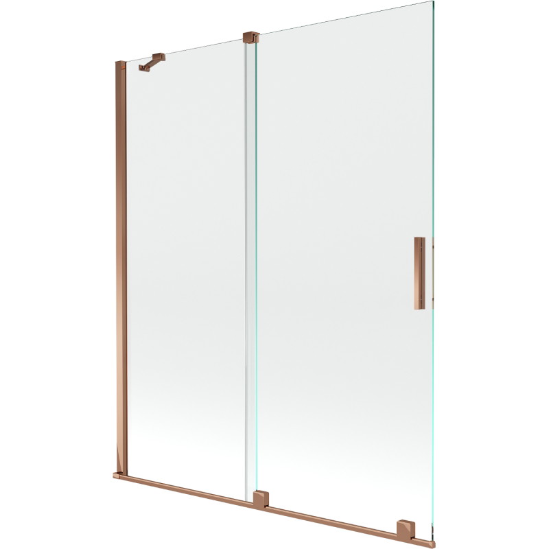Mexen Velar posuvná dvojdverová vaňová zástena 140 x 150 cm, transparentná, ružové zlato - 896-140-000-01-60
