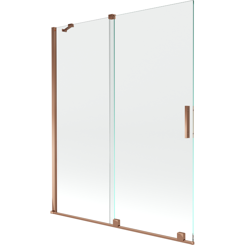 Mexen Velar vaňový paraván 2-krídlový zasúvací 140 x 150 cm, transparentný, ružové zlato - 896-140-000-01-60