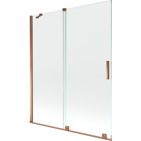 Mexen Velar posuvná dvojdverová vaňová zástena 140 x 150 cm, transparentná, ružové zlato - 896-140-000-01-60