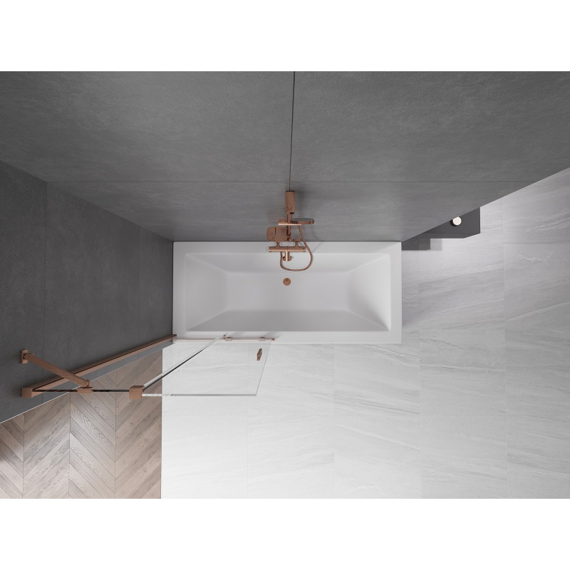 Mexen Velar posuvný dvojkrídlový vaňový paravan 80 x 150 cm, priehľadný, brúsená meď - 896-080-000-01-65