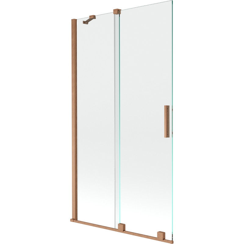 Mexen Velar rozťahovací dvojkrídlový vanový paraván 100 x 150 cm, transparentný, kartáčovaná meď - 896-100-000-01-65