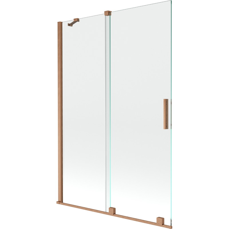 Mexen Velar rozťahovacia dvojkrídlová vaňová zástenka 120 x 150 cm, transparentná, brúsená meď - 896-120-000-01-65