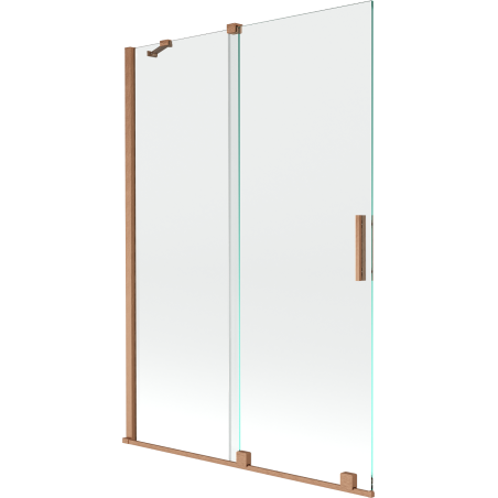 Mexen Velar rozťahovacia dvojkrídlová vaňová zástenka 120 x 150 cm, transparentná, brúsená meď - 896-120-000-01-65