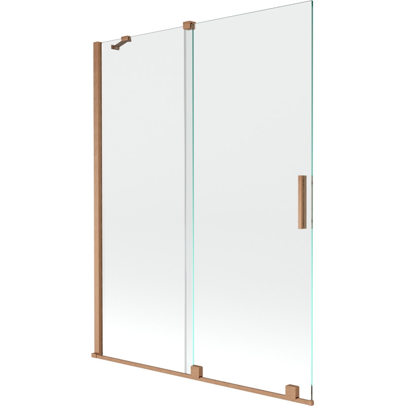 Mexen Velar 2-krídlové posuvné vaňové zásteny 130 x 150 cm, transparentné, kartáčovaná meď - 896-130-000-01-65