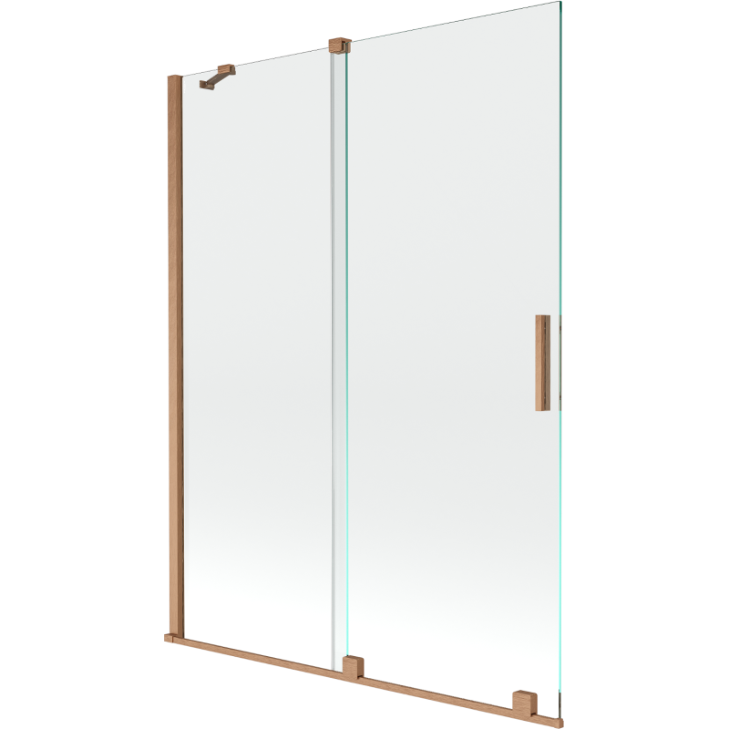Mexen Velar vaňová zástena 2-krídlová posuvná 130 x 150 cm, transparentná, brúsená meď - 896-130-000-01-65