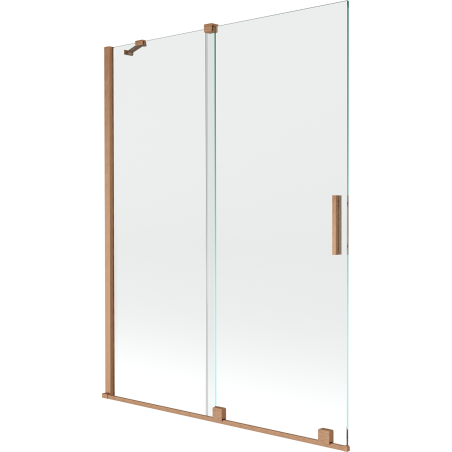 Mexen Velar posuvná dvojdielna vaňová zástena 130 x 150 cm, transparentná, brúsená meď - 896-130-000-01-65