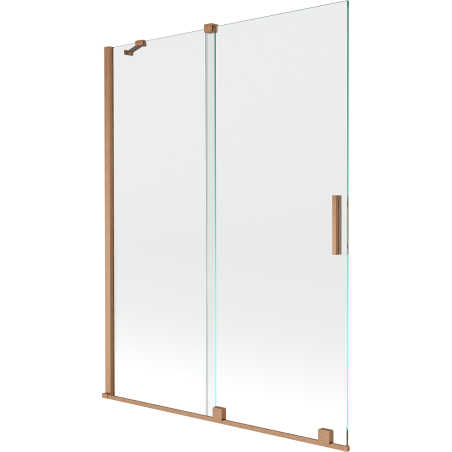 Mexen Velar vaňová zástena 2-krídlová posuvná 130 x 150 cm, transparentná, brúsená meď - 896-130-000-01-65