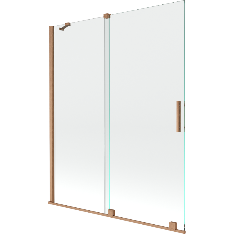 Mexen Velar dvojkrídlová vaňová zástena, posuvná 140 x 150 cm, transparentná, brúsená meď - 896-140-000-01-65