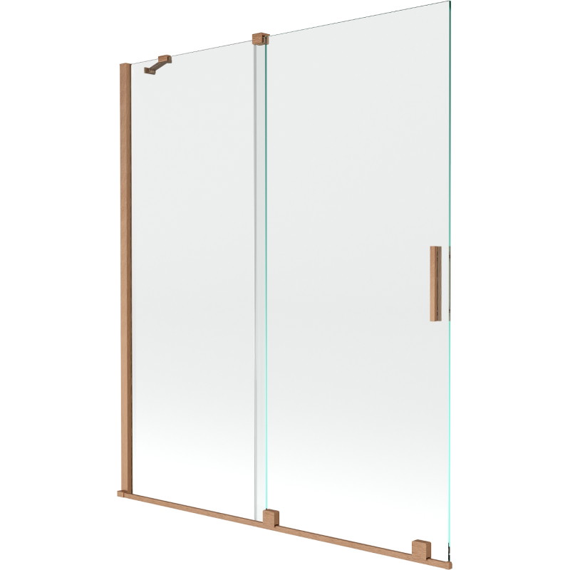 Mexen Velar sprchová zástena 2-krídlová posuvná 140 x 150 cm, transparentná, kartáčovaná meď - 896-140-000-01-65