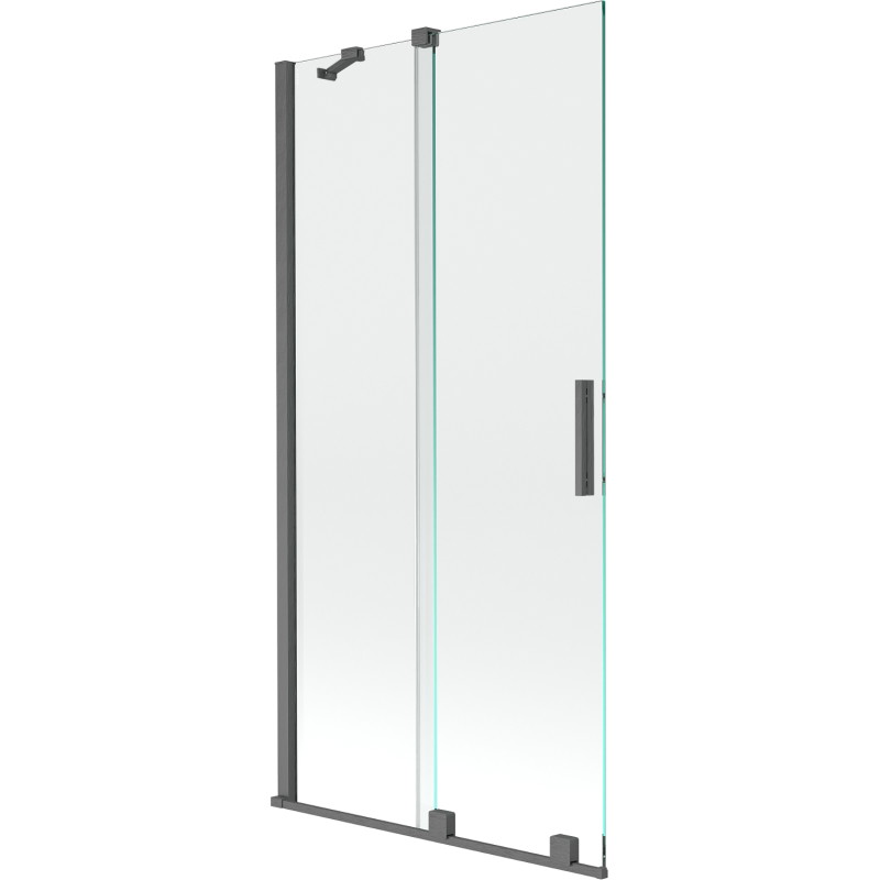 Mexen Velar vaňová zástena 2-krídlová posuvná 95 x 150 cm, transparentná, kartáčovaná gun grey - 896-095-000-01-66