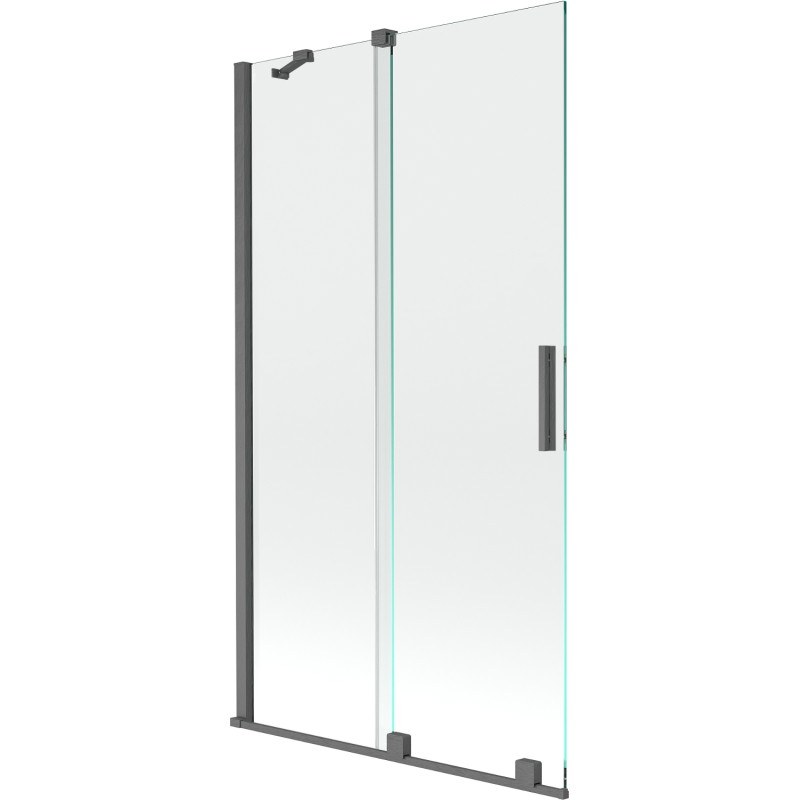 Mexen Velar posuvná, dvojkrídlová vaňová zábrana 100 x 150 cm, priehľadná, brúsená gun šedá - 896-100-000-01-66