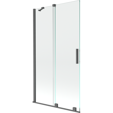 Mexen Velar sprchový panel 2-krídlový zasúvací 100 x 150 cm, transparentný, kefovaný pištoľovo sivý - 896-100-000-01-66