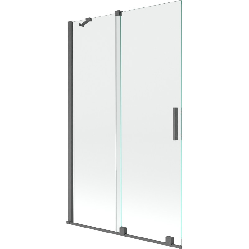 Mexen Velar rozťahovacia 2-krídlová vaňová zástena 110 x 150 cm, transparentná, kartáčovaná gun gray