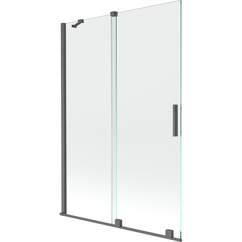Mexen Velar vaňová zástenová paraván 2-dielny zasúvací 120 x 150 cm, transparentný, brúsená gun gray - 896-120-000-01-66