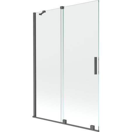 Mexen Velar vaňová zástenová paraván 2-dielny zasúvací 120 x 150 cm, transparentný, brúsená gun gray - 896-120-000-01-66