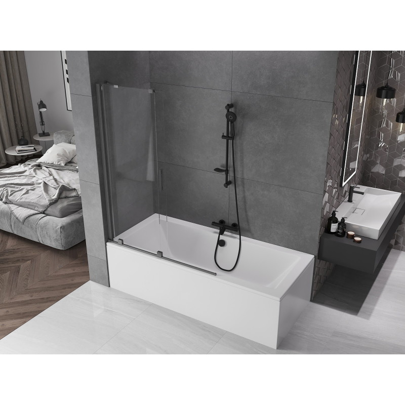 Mexen Velar dvojkrídlová posuvná vanová zástena 120 x 150 cm, transparentná, brúsená gun gray - 896-120-000-01-66