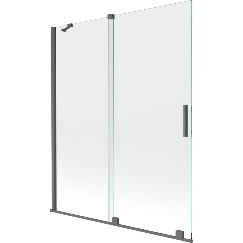 Mexen Velar posuvná dvojkrídlová vaňová zástena 140 x 150 cm, transparentná, brúsená zbraňová šedá