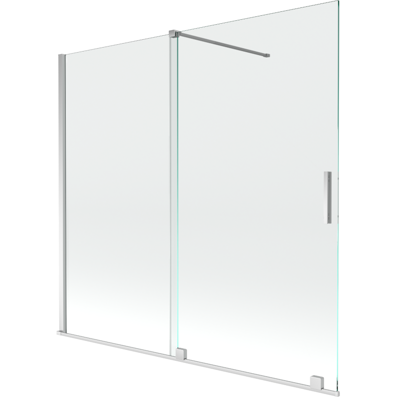 Mexen Velar vaňová clona 2-krídlová posuvná 170 x 150 cm, transparentná, chróm - 896-170-000-01-01