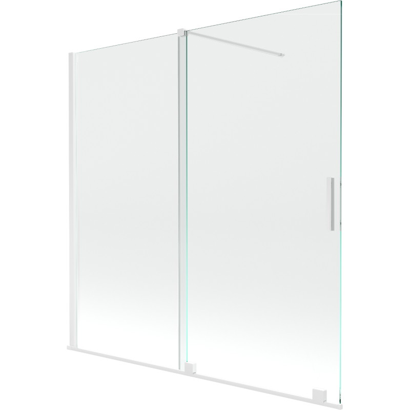 Mexen Velar dvojkrídlová posuvná vaňová zábrana 160 x 150 cm, transparentná, biela - 896-160-000-01-20