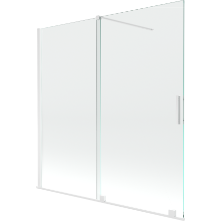Mexen Velar dvojkrídlová posuvná vaňová zábrana 160 x 150 cm, transparentná, biela - 896-160-000-01-20