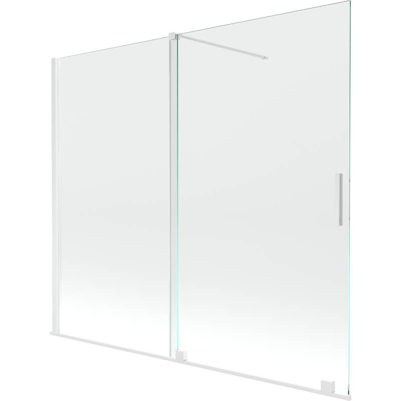 Mexen Velar vaňová clona 2-krídlová zasúvacia 180 x 150 cm, transparentná, biela - 896-180-000-01-20