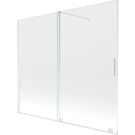 Mexen Velar vaňová clona 2-krídlová zasúvacia 180 x 150 cm, transparentná, biela - 896-180-000-01-20