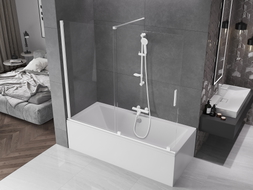Mexen Velar posuvná vaňová zástenka s 2 krídlami 180 x 150 cm, transparentná, biela - 896-180-000-01-20