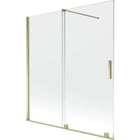 Mexen Velar rozsúvacia dvojkrídlová vaňová zástenová 150 x 150 cm, transparentná, zlatá - 896-150-000-01-50