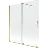 Mexen Velar rozsúvacia dvojkrídlová vaňová zástenová 150 x 150 cm, transparentná, zlatá - 896-150-000-01-50